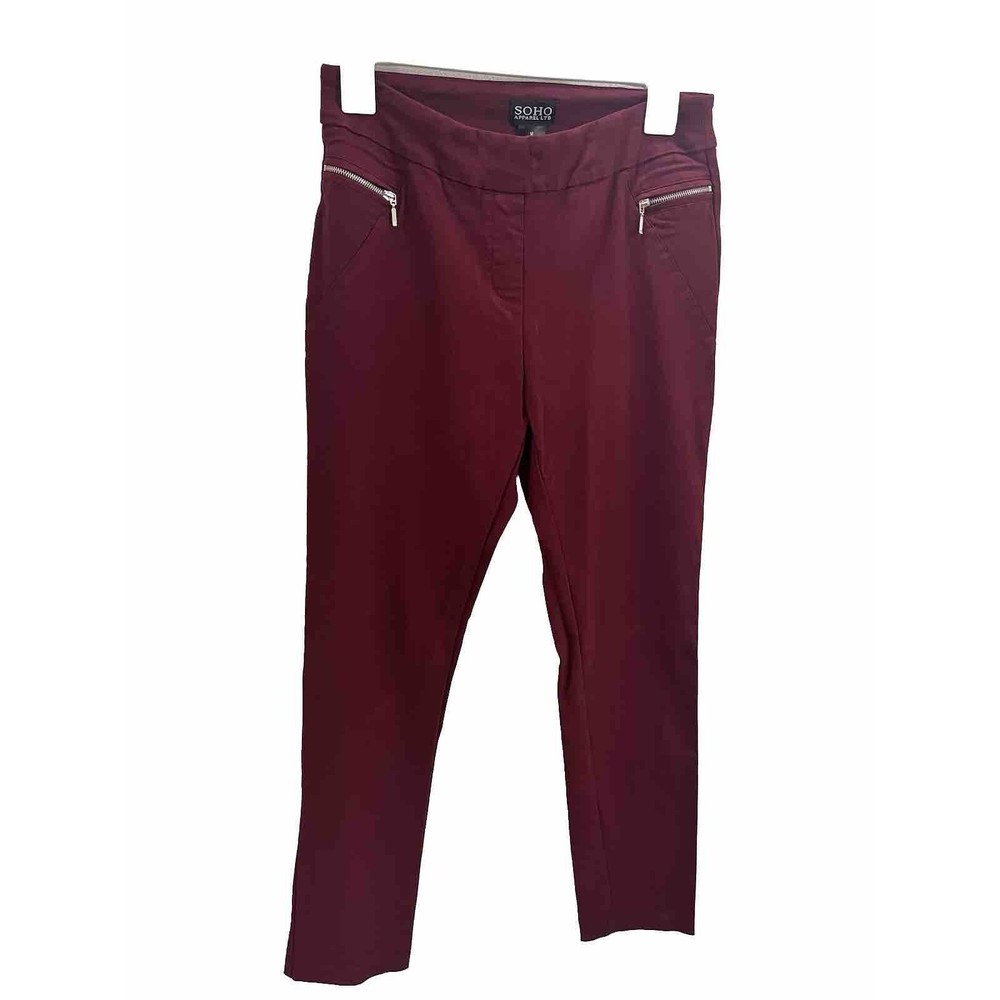 Burgundy Skinny Leg, Stretch, Women's Pants- Size M, Classic